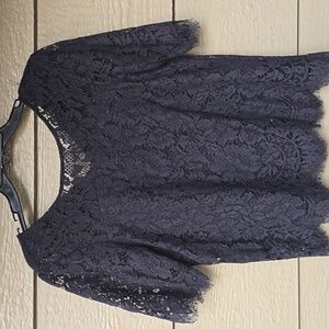 Adriana papell black lace short sleeve top NWT new Small S